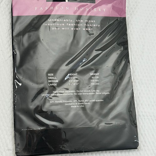 Gallery Collection Sheer Caress Metallic Thigh High Stockings Silver Black Med - Picture 6 of 8