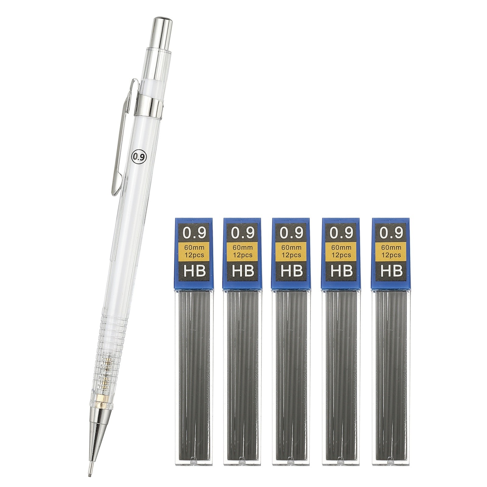 0.9mm With Eraser And 4pcs Refills, White