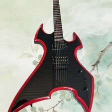 Red-ringed Black Electric Guitar HH Pickups Mahogany Body Fixed Bridge