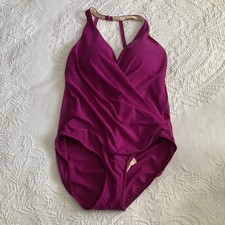 Miraclesuit Wrapsody Bathing swimsuit swim One Piece Slimming Magenta size 14