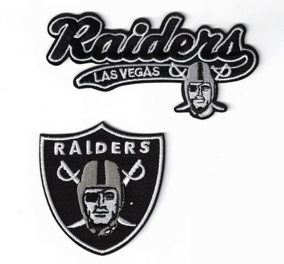 (2) Las Vegas Raiders Script + Logo Embroidered 4in Iron / Sew-On Patch ...