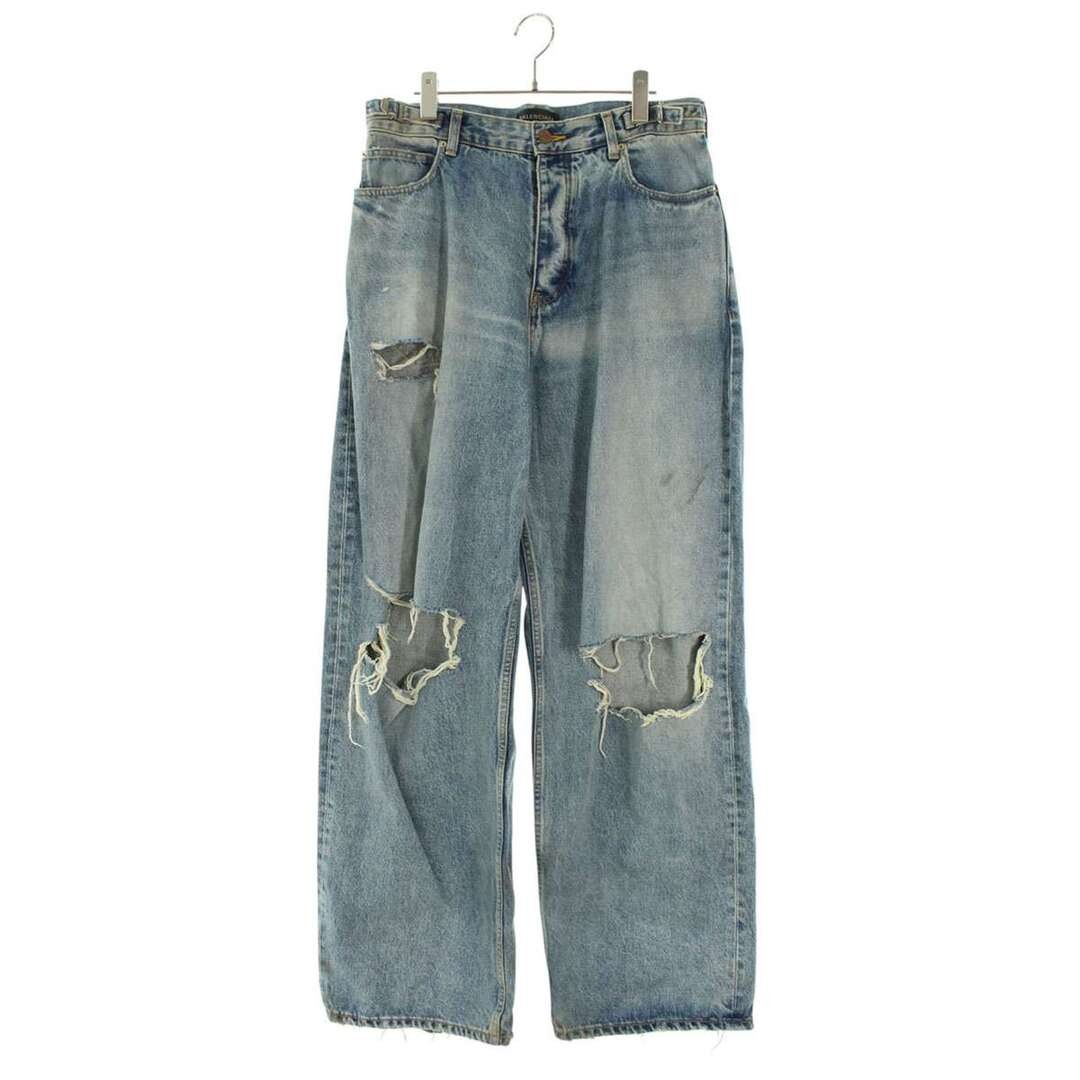 Balenciaga 23AW 697833 TDW14 Destroyed Super Large Baggy Denim Pants Mens Used 2 thumbnail 2