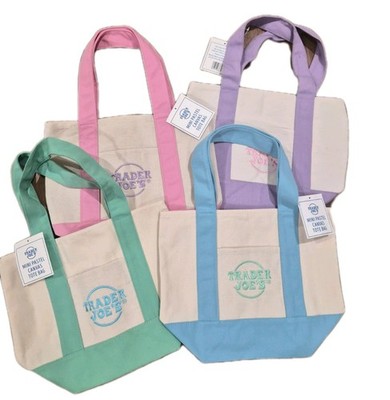 FREE SHIPPING]4 bag set Trader Joe s PASTEL Mini Tote Bags LIMITED & BRAND NEW