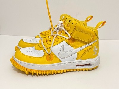Nike Off-White x Air Force 1 SP Mens 5.5 Leather Mid Varsity Maize DR0500 *READ