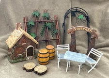 Fairy Garden Arcadia Products Vineyard Vacation Winery Polyresin Miniature Kit