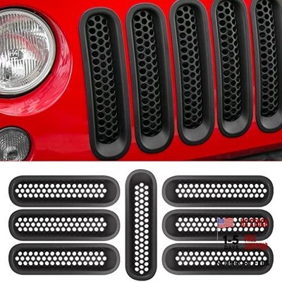 Upgrade Version Clip-on Grille Front Mesh Grille Inserts JK-matte black