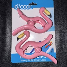 O2COOL Flamingos Boca Beach Towel Clips Brand New