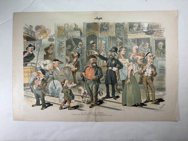 Judge Magazine Gillam “On The Political Bowery” Chromolithograph