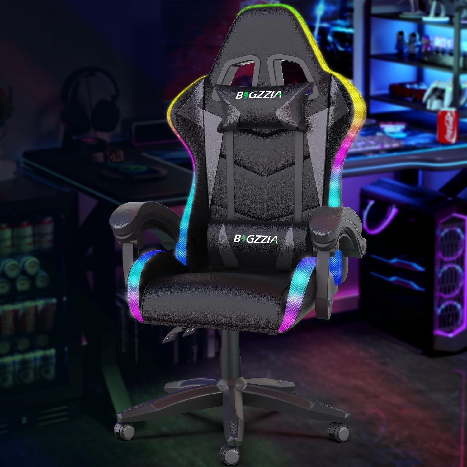Gaming Chair with RGB LED Ergonomic Support Computer Chair Swivel Office Chair