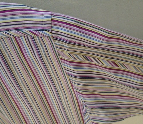 Thomas Dean Men's XL Multi-Color Striped Button Up Shirt French Flip Cuffs - Picture 9 of 11