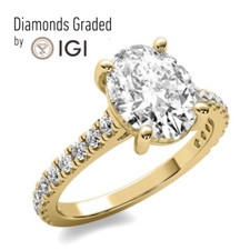 2.03Ct D VS2 Diamond Engagement Ring IGI Cert Oval Lab Grown 18K Yellow Gold