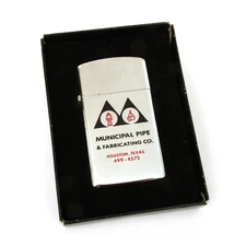 Unstruck 1977 Slim Zippo Lighter Municipal Pipe Fabricating Co Houston Texas