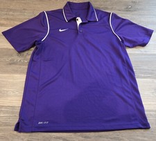 Men s Nike Dri Fit Polo Short Sleeve Golf Purple White Swoosh Size Medium