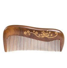 Wooden Hair Comb - Fine Tooth Wood Comb for Women - Natural Sandalwood Comb