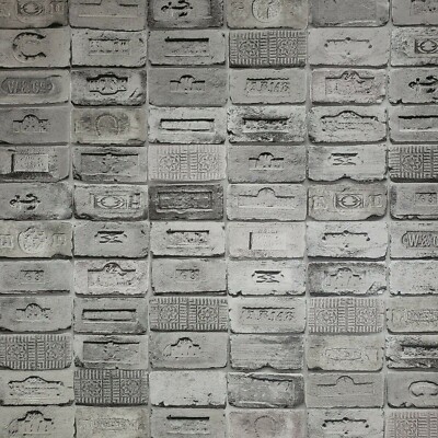 Vinyl gray Wallpaper textured wallcoverings faux vintage concrete stone brick 3D