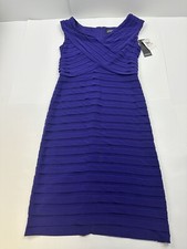NWT ADRIANNA PAPELL VIOLET PURPLE SLEEVELESS LAYERED DRESS SIZE 12