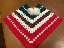 Girl s Christmas Poncho-Hand Crocheted Plus hat