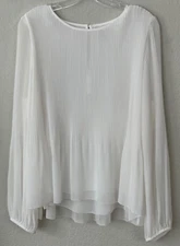 WILFRED ARITZIA Long Sleeve Semi Sheer Lined Pleated Top Ivory Wms L