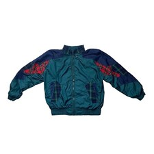 Vintage Checkered Bomber Jacket Windbreaker Green Red Size Small Petite