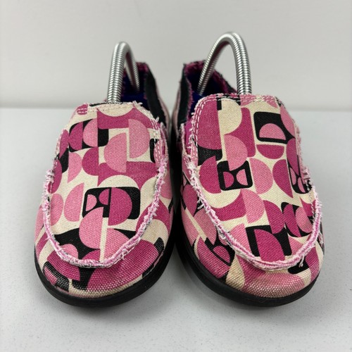 CROCS Size 5 Womens Distressed Slip On Pink Canvas Shoes Loafers - Bild 3 von 10
