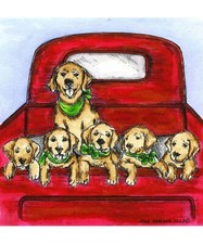 Christmas Dogs Pups in a Truck Wood Mounted Rubber Stamp NORTHWOODS PP11386 New