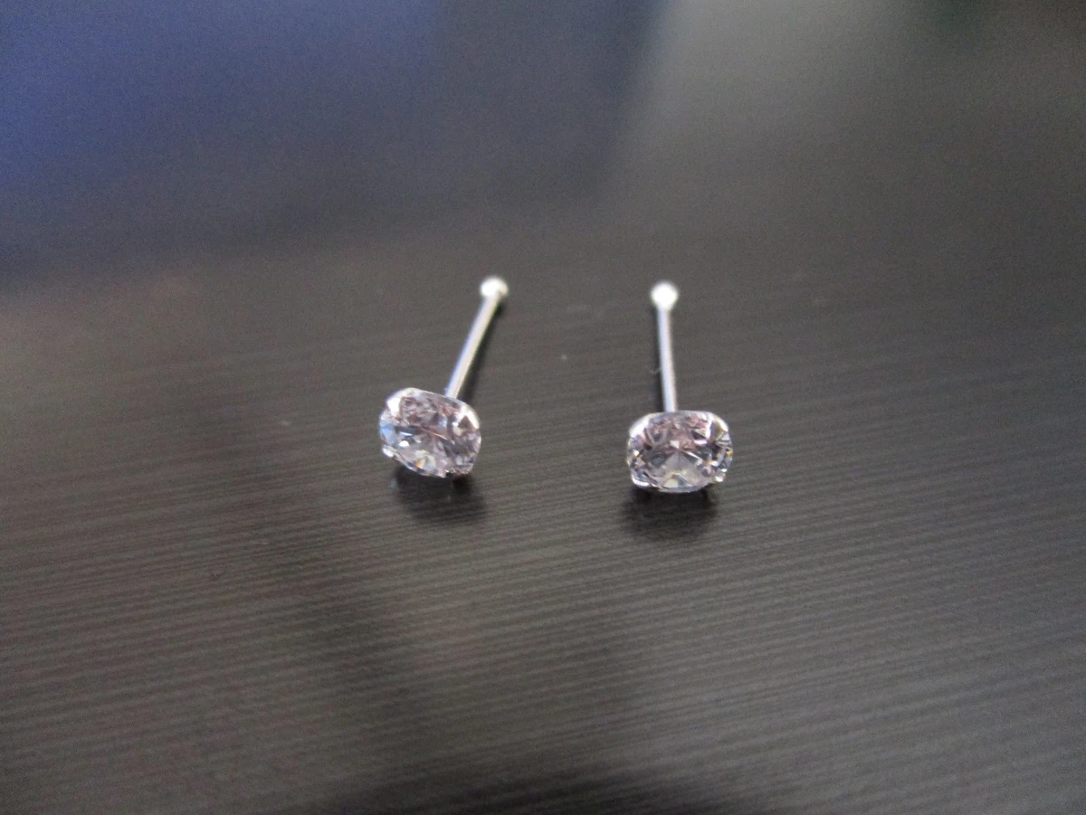 2 piece Nose piercing Sterling Silver Nose Stud 24 g Ball end 3mm