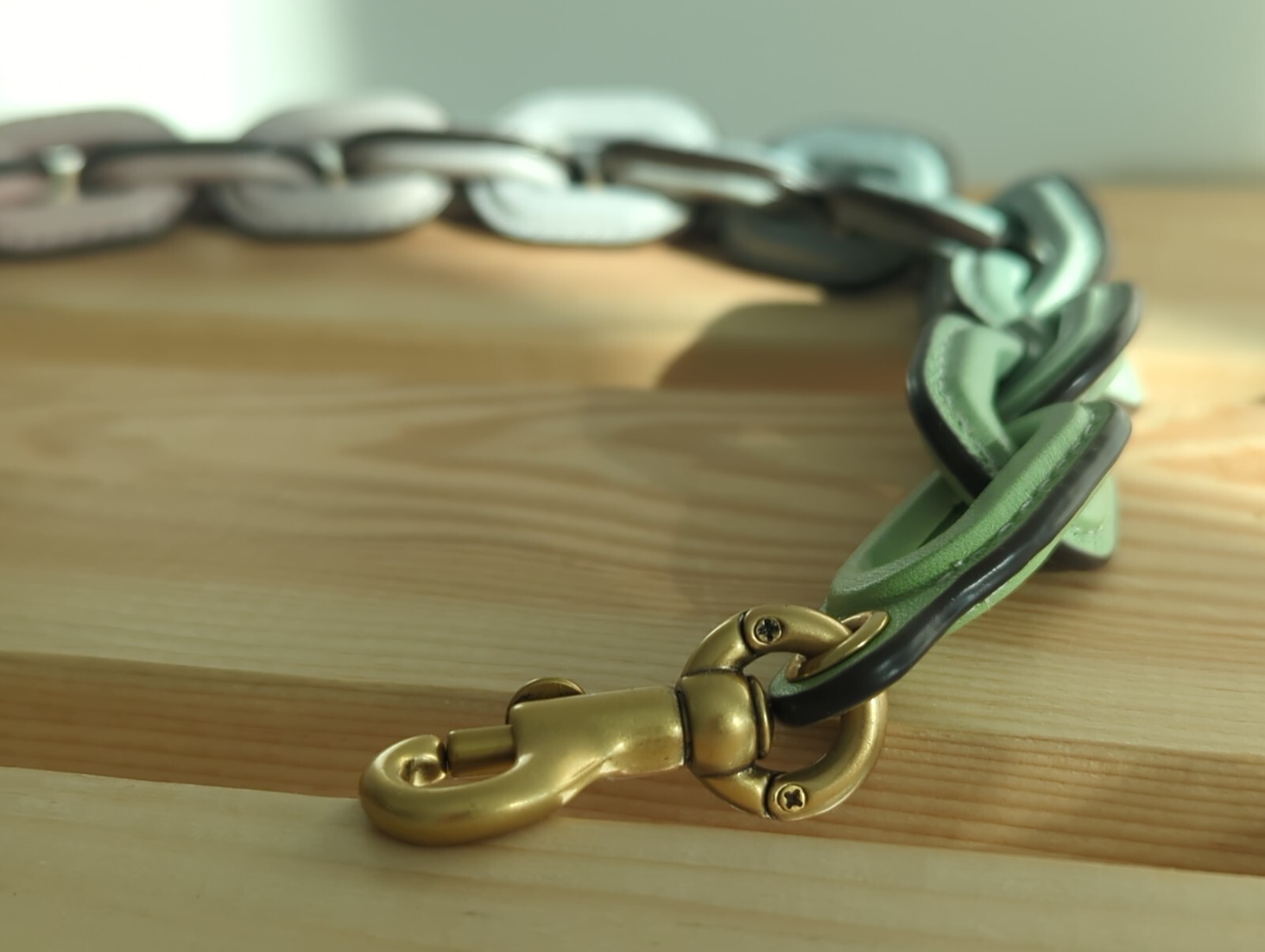 Coach Pastel Rainbow Ombre Leather Covered Short Chain Strap in Pale Pistachio eBay