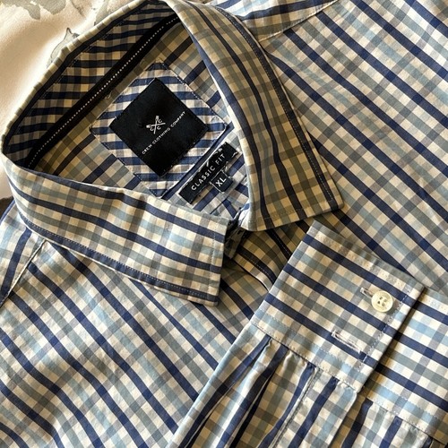 Camicia Crew Clothing Company vestibilità classica quadri check blu mix elegante casual uomo XL
