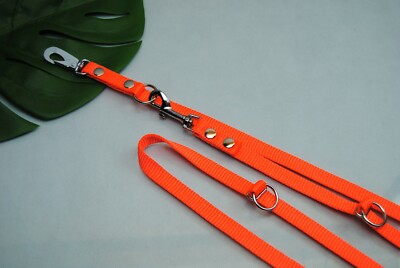 EXTRA LANGE V-Leine 4-fach verstellbar 3m x 15mm Neon-Orange Schweden Collie