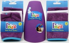 RAZZ Baby Tub Time Fun Bath Rinse Cup 6 Wash Cloths Purple Toddler Kid BPA Free