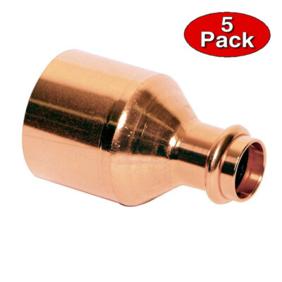 2'' Street x 1-1/4'' Press Copper Reducing Coupling FTG x P Reducer Fitting-5 Pack