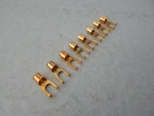Gold Speaker Spade Connector 8 PCS For Speaker Wire DIY New
