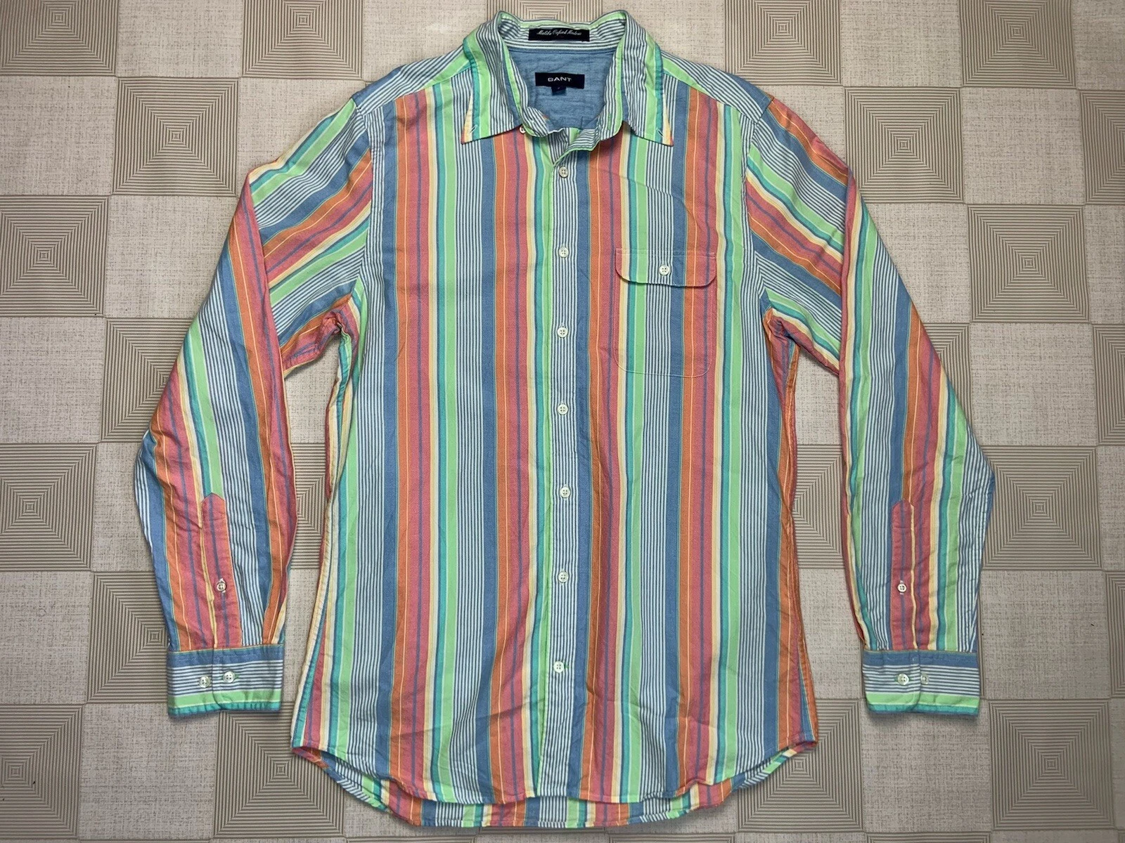 Gant Men Multicoloured Striped Button Up Shirt Size Medium Large Long Sleeves