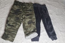 LOT of 2 GAP/CARTER'S Kids Boy Cozy Lined Cargo Pants Sz 2T Green Camo Pull-On