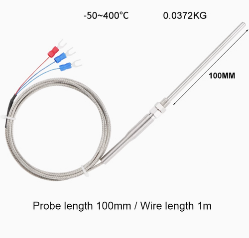 Stainless Steel PT100 Temperature Sensor Probe 3 Wires Cable Thermocouple - Picture 13 of 17
