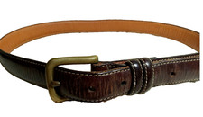 BELT Gap Brown Italian Leather - White Stitching Solid Brass Buckle - Size 32