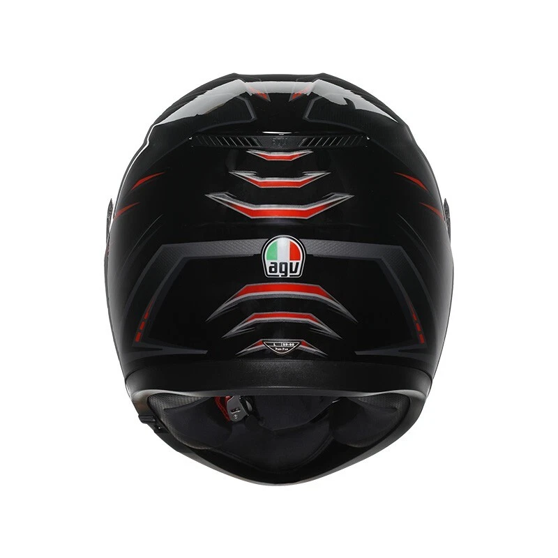 CASCO MOTO INTEGRALE E2206 AGV K3 SYTH NERO ROSSO LUCIDO TAGLIA XS S M L XL - Immagine 2 di 4