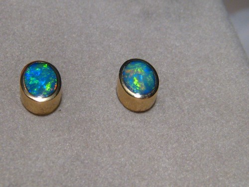 Pendientes de ópalo brillante, oro amarillo macizo de 18k - Imagen 6 de 12