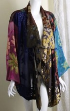 Sterling Styles O/s S M L Xl Funky Patchwork Burnout Rich Fabric Jacket Art-wear