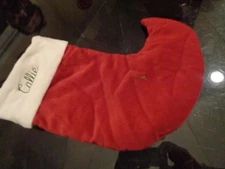 Pottery Barn Velvet stocking mini Christmas stocking mono Callie  New 