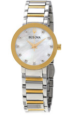 Bulova MOP Dial Two-Tone Stainless Steel Quartz Ladies Watch 98P180