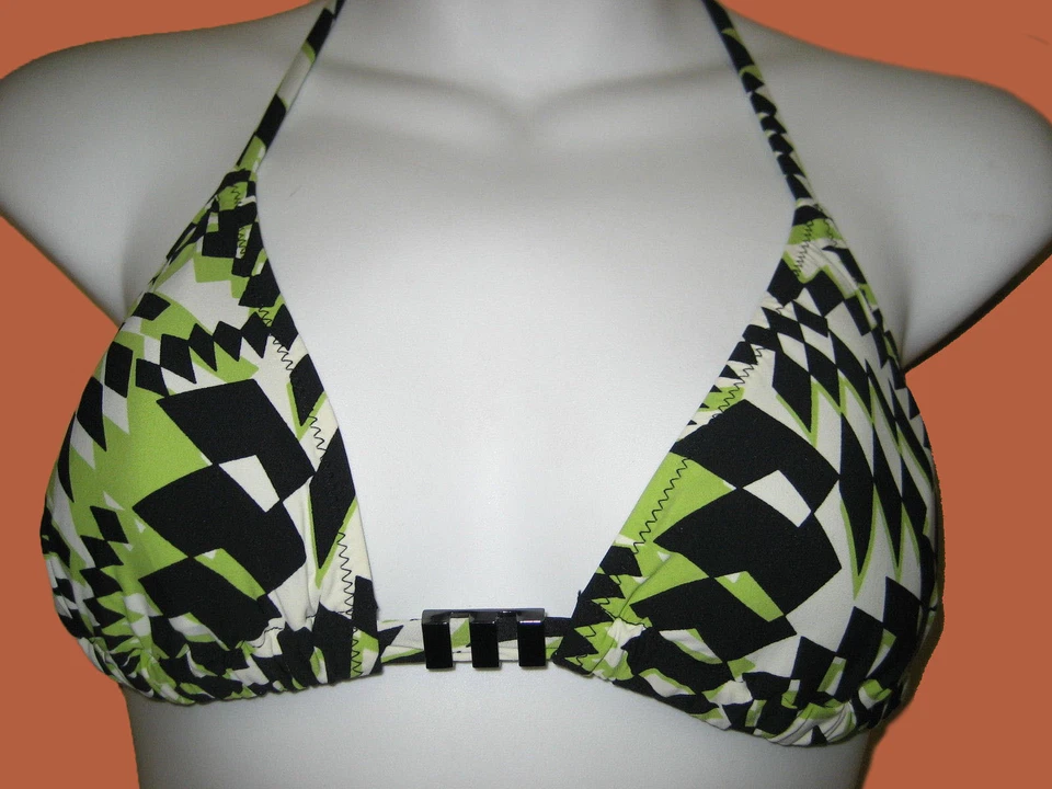 NEW GOTTEX Lime Green Black Trendy BATHING SUIT SWIMSUIT BIKINI SET 2 pc Size 8 - Image 2 of 4