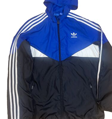 Adidas Windbreaker Jacket Unisex Youth Xlarge 15-16 Blue White