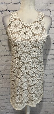ronni nicole white lace dress Ronni Nicole White Lace Sheath Dress Knee Length Short Cap Sleeves Scoop  Neck 10