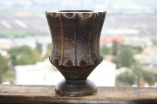 Old Antique Hand Carved Wooden Goblet Cup Urn Vase Vessel Home Bar Decoration