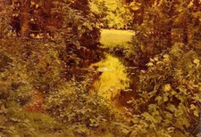 Oil painting Leon Louis Antoine Tanzi - clairiere dans une foret forest view art