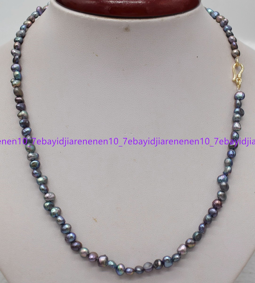 【BLACKPURPLE】[silver925] Little Ball Freshwater Pearl NC Natural 4-5mm Black Freshwater Baroque Pearl Necklace 14-36