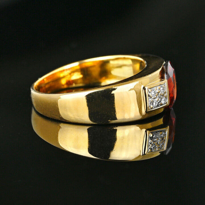 Men's luxurious Half Bezel Ring 2Ct CZ Ruby 14K Yellow Gold Plated Men