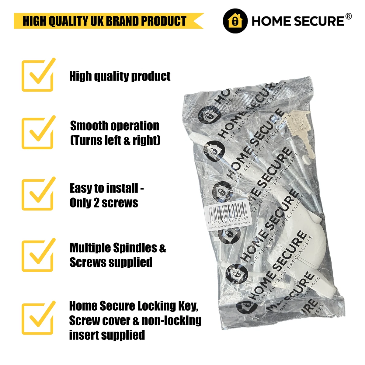 Manija de ventana universal de PVC uPVC Home Secure™ multihusillo - blanca