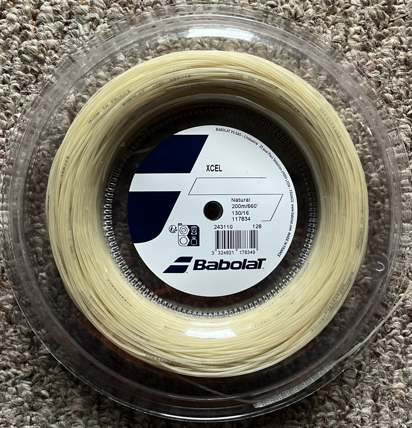 Babolat Xcel 16 - Natural - BRAND NEW Tennis String - Full Reel 660&rsquo;
